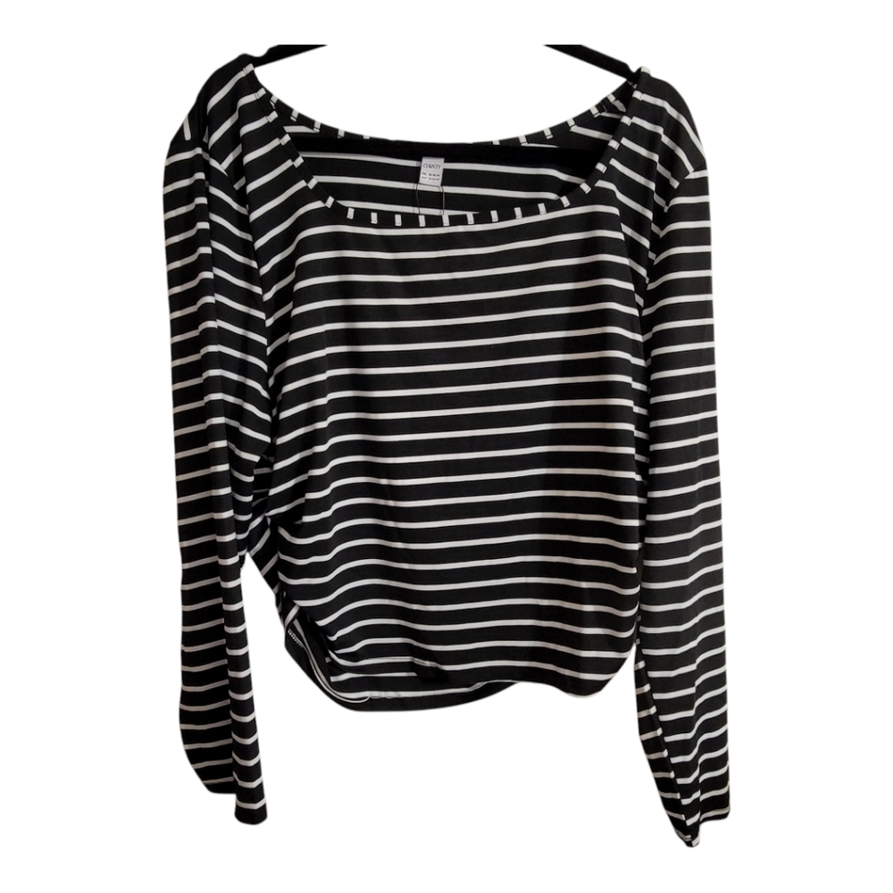 Curvzy Womens Striped Long Sleeve Ruched Top Size 4XL NWOT